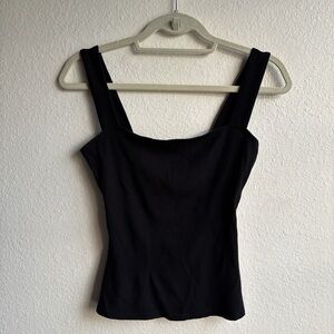 Reformation Jeans Black Square Neck Ribbed Canyon Tank Top Size M